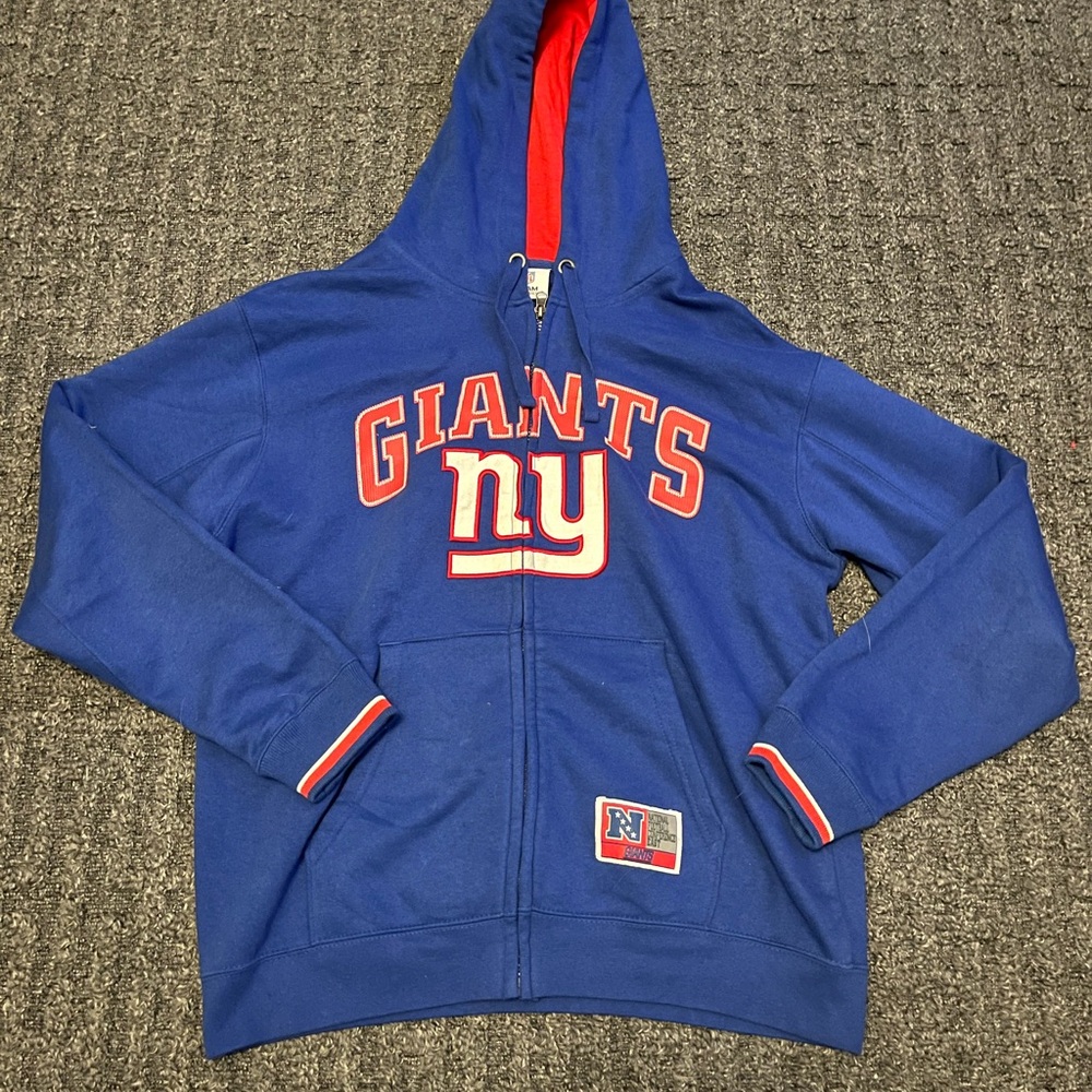 NFL NEW YORK GIANTS FOOTBALL MENS ZIP FRONT SWEATSHIRT BLUE Large Read Discripti - Picture 2 of 6